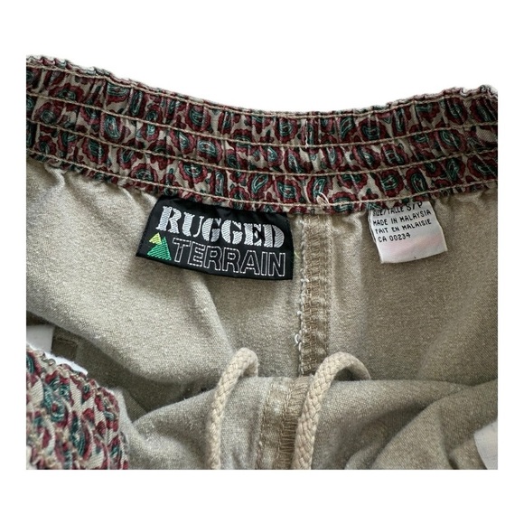 Rugged Terrain Vintage Khaki Green Drawstring Elastic Waist Shorts - Size Small - Picture 6 of 12